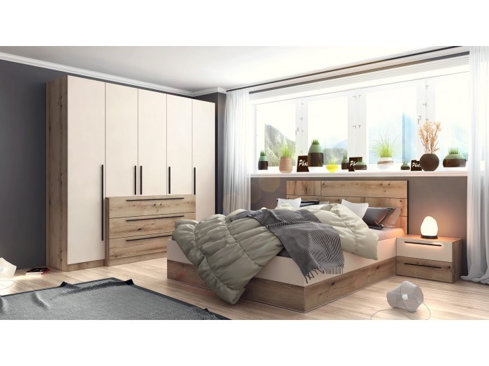 Спален комплект Zanardi B (coast evoke oak/satin/white)